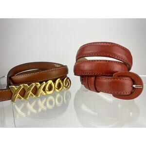Pair Womens (S)(26) Vintage Leather Skinny Belts PALOMA PICASSO ASTOR Italy‎ Lot
